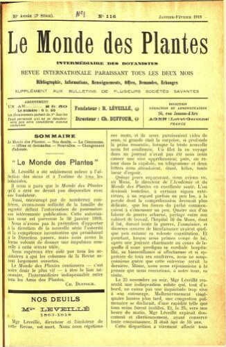 Le Monde des plantes. Intermédiaire des Botanistes [...] 20e. Année (3e Série)