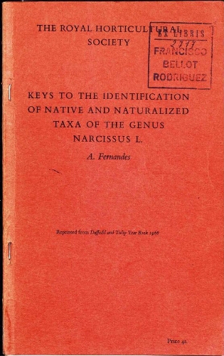 Keys to the identification of native and naturalized taxa of the genus Narcissus L.