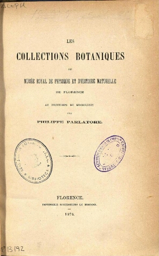 Les collections botaniques du Musée royal de physique et d'histoire naturelle de Florence