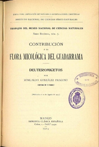 Trabajos del Museo Nacional de Ciencias Naturales. Serie botánica ; N.º 5