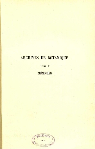 Archives de botanique [...] Tome V (1931) Mémoires