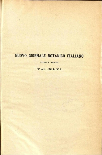 Nuovo Giornale botanico italiano. (Nuova serie). V. 46