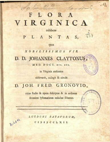 Flora virginica [2.ª ed.]