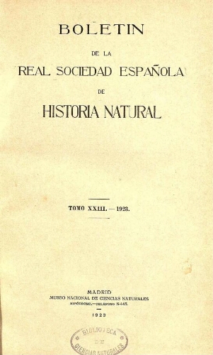 Boletín de la Real Sociedad Española de Historia Natural. Tomo 23