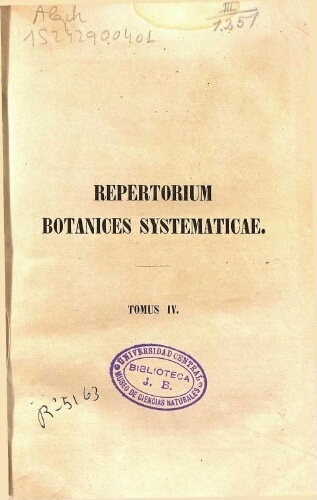 Repertorium botanices systematicae [...] Tomus IV