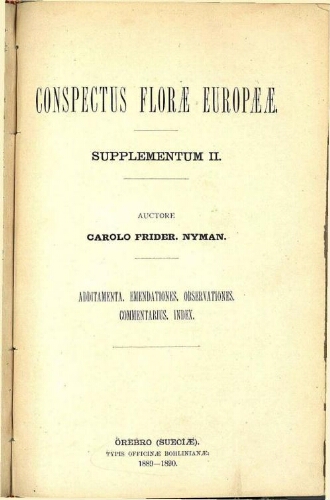 Conspectus florae europaeae. Supplementum II
