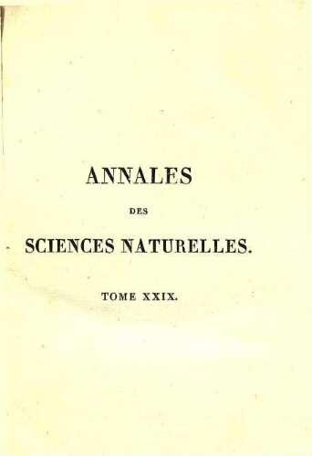 Annales des sciences naturelles [...] Tome vingt-neuvième