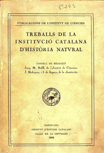 Treballs de la Institució Catalana d'Història Natural [...] [Vol. 2]