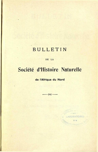 Bulletin de la Société d'histoire naturelle de l'Afrique du nord [...] Tome dix-huitième