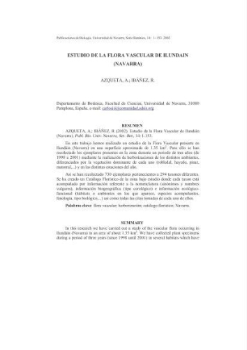 Estudio de la flora vascular de Ilundain (Navarra)