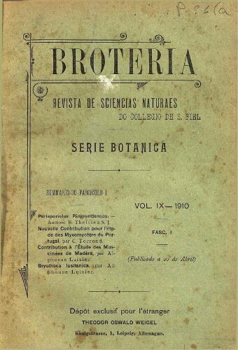 Brotéria. Série Botânica [...] Volume IX