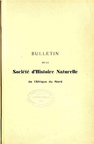 Bulletin de la Société d'histoire naturelle de l'Afrique du nord [...] Tome vingt-quatrième