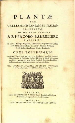 Plantae per Galliam, Hispaniam et Italiam observatae [...]