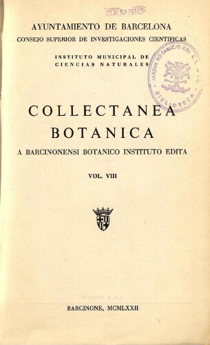Collectanea botanica (Barcelona) [...] Vol. VIII