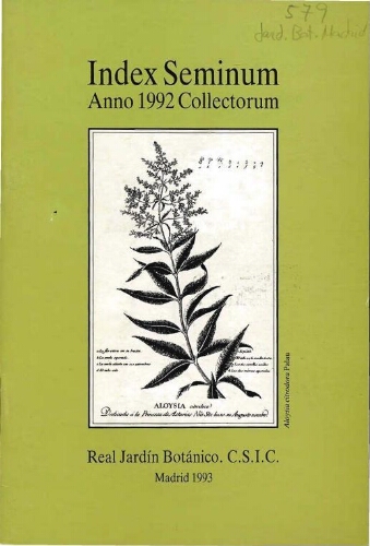 Index seminum in Horto Botanico Matritensi ... 1992