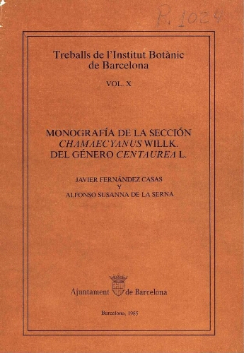 Treballs de l'Institut Botànic de Barcelona. Vol. X