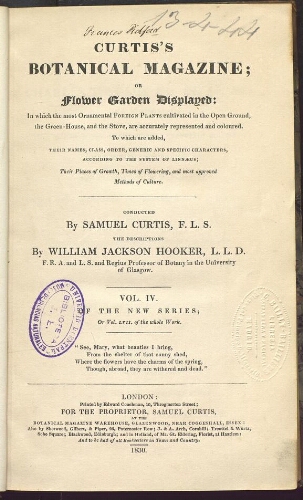 Curtis's Botanical Magazine (1801). Vol. 57 (Vol. 4 of the new series)