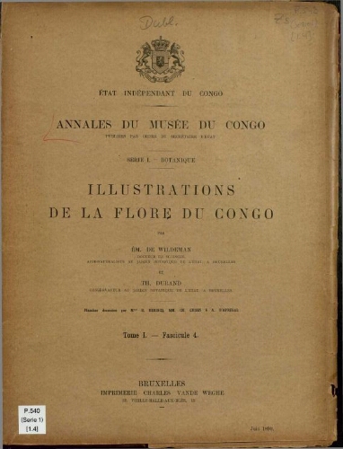 Annales du Musée du Congo (Belge). Série I. Botanique. Tome I -- Fasc. 4