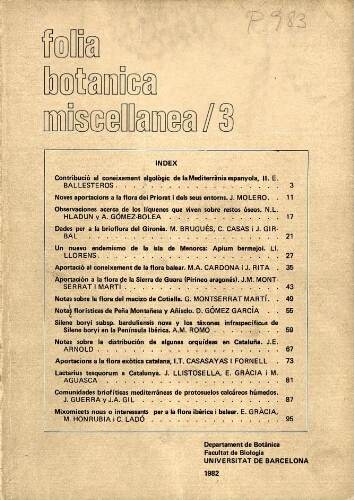 Folia Botanica Miscellanea. [Vol.] 3