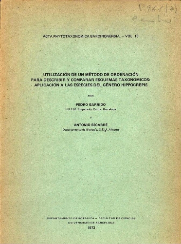 Acta Phytotaxonomica Barcinonensia. Vol. 13