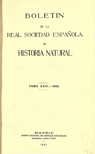 Boletín de la Real Sociedad Española de Historia Natural. Tomo 24