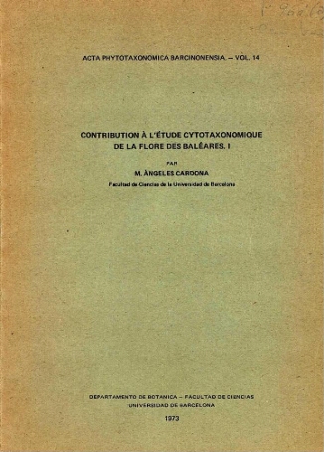 Acta Phytotaxonomica Barcinonensia. Vol. 14
