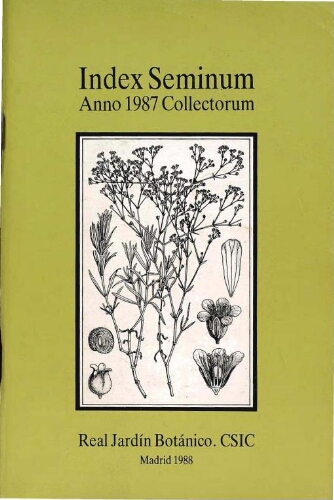 Index seminum in Horto Botanico Matritensi ... 1987