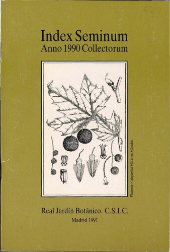 Index seminum in Horto Botanico Matritensi ... 1990