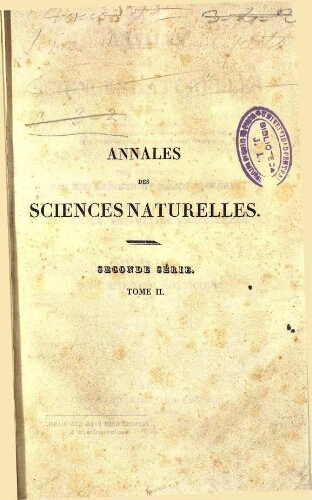 Annales des sciences naturelles [...] Seconde série. Tome second.- Botanique
