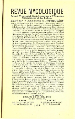 Revue mycologique [...] [Huitième année] 1886