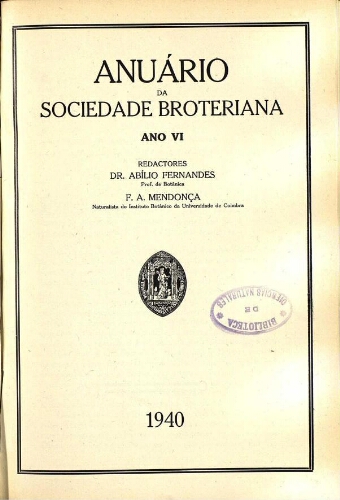 Anuário da Sociedade Broteriana. Ano VI