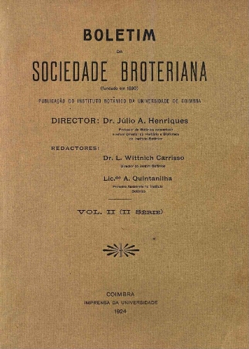 Boletim da Sociedade Broteriana. Vol. II (II Série)