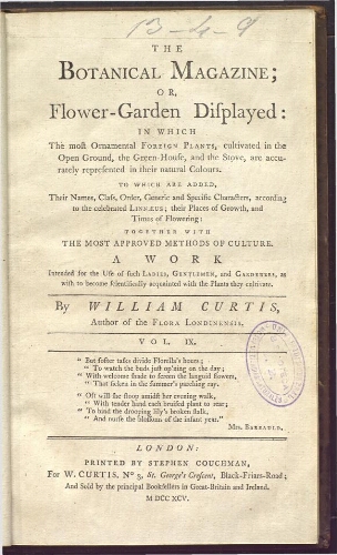 The Botanical Magazine (London). Vol. 9