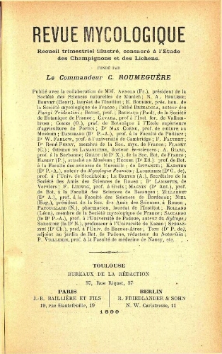 Revue mycologique [...] [Vingt-et-unième année] 1899