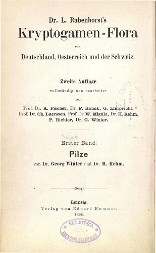 Rabenhorst's Kryptogamen-Flora [...] Zweite Auflage [...] [Band 1, Abth. 3]