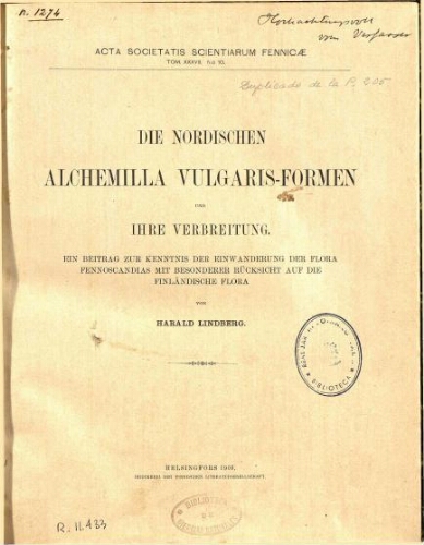 Die nordischen Alchemilla vulgaris-Formen