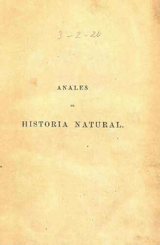 Anales de la Sociedad Española de Historia Natural. Tomo vigésimo