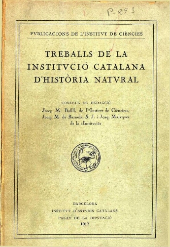Treballs de la Institució Catalana d'Història Natural [...] [Vol. 3]