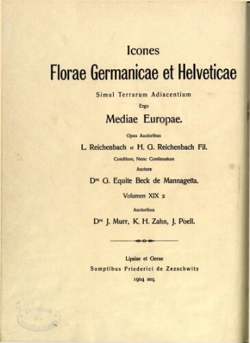 Icones florae Germanicae et Helveticae [Reimp. col.] [...] Volumen XIX 2