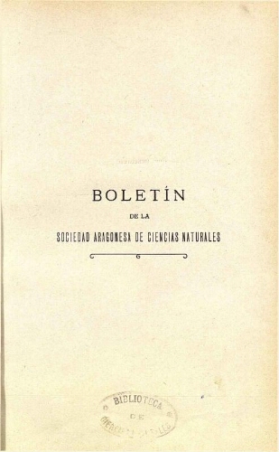 Boletín de la Sociedad Aragonesa de Ciencias Naturales [...] Tomo VIII