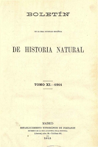 Boletín de la Real Sociedad Española de Historia Natural. Tomo 11