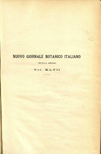 Nuovo Giornale botanico italiano. (Nuova serie). V. 47