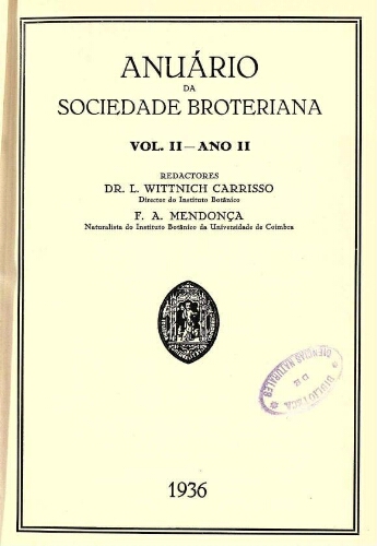 Anuário da Sociedade Broteriana. Vol. II - Ano II