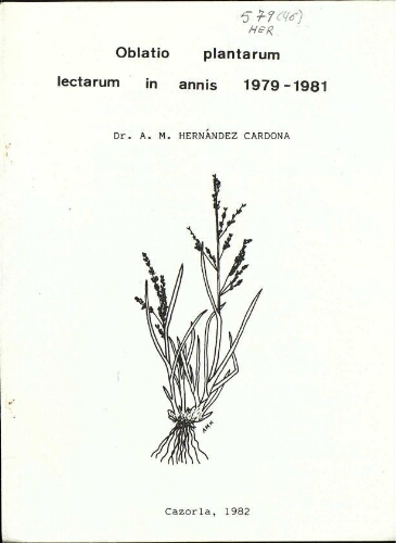 Oblatio plantarum lectarum in annis 1979-1981