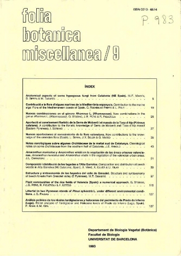 Folia Botanica Miscellanea. [Vol.] 9