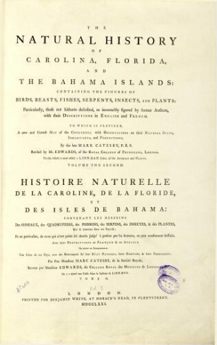 The natural history of Carolina, Florida and the Bahama Islands [...] Volume the second [3.ª ed.]