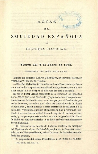 Actas de la Sociedad Española de Historia Natural [año 1873]
