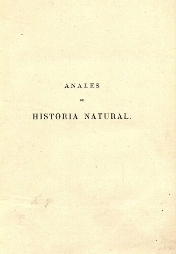 Anales de la Sociedad Española de Historia Natural. Tomo primero