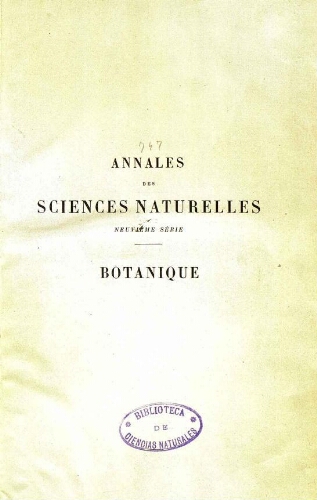 Annales des sciences naturelles neuvième série. Botanique. [...] Tome III