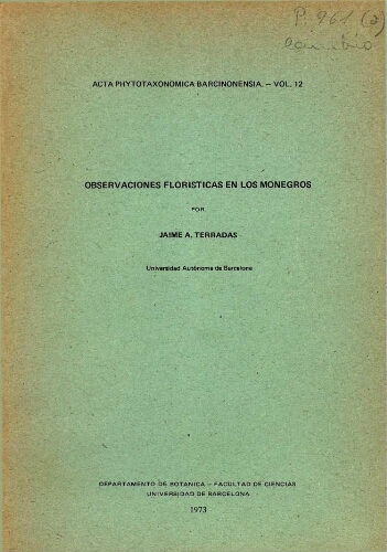 Acta Phytotaxonomica Barcinonensia. Vol. 12